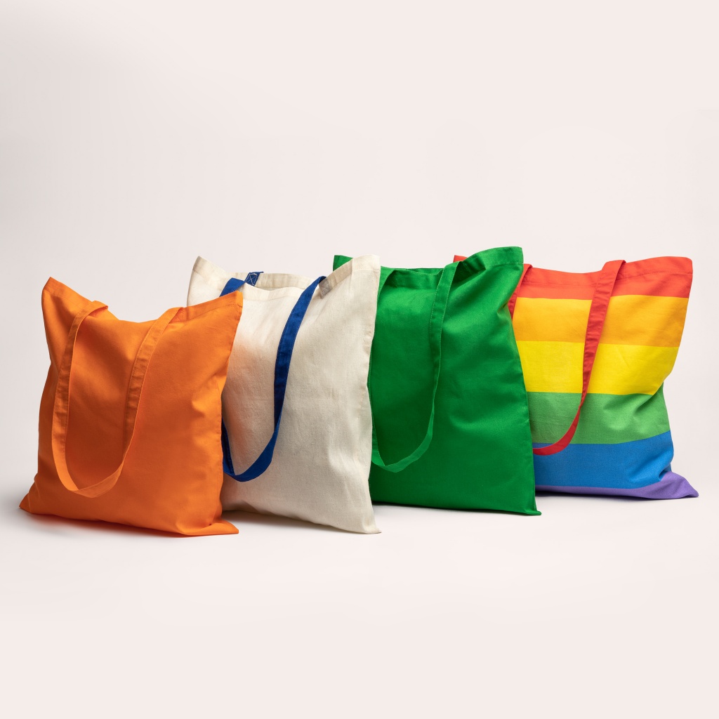 Cotton bag for outprint beige colorful ears (green ears)